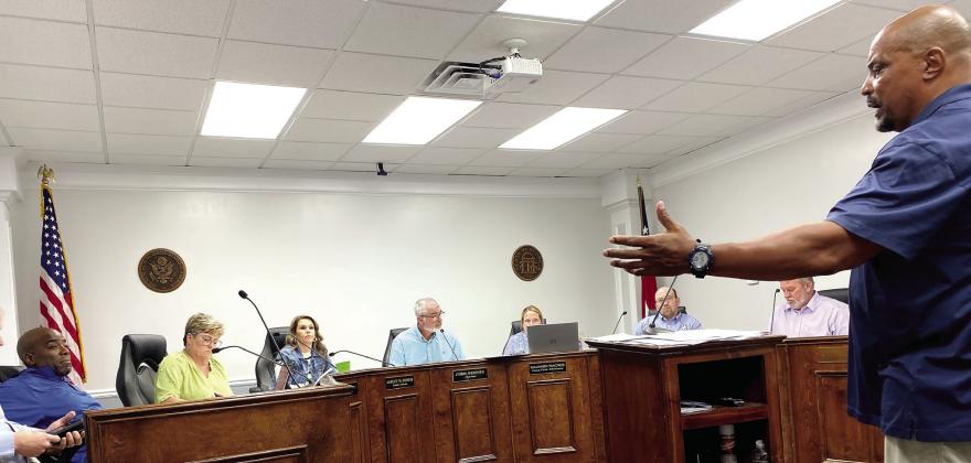 Jones County Chief Appraiser Anthony George explains how property values have been affected by the volatile housing market since 2022 at the May 7 work session.